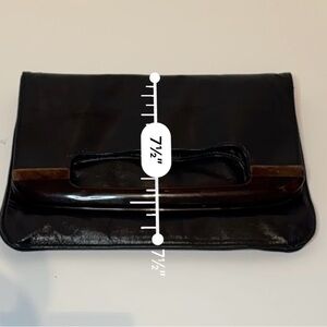 Anne Klein vintage Clutch Purse Black Leather